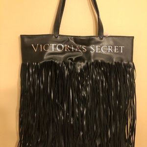 Victoria’s Secret large black faux leather tote